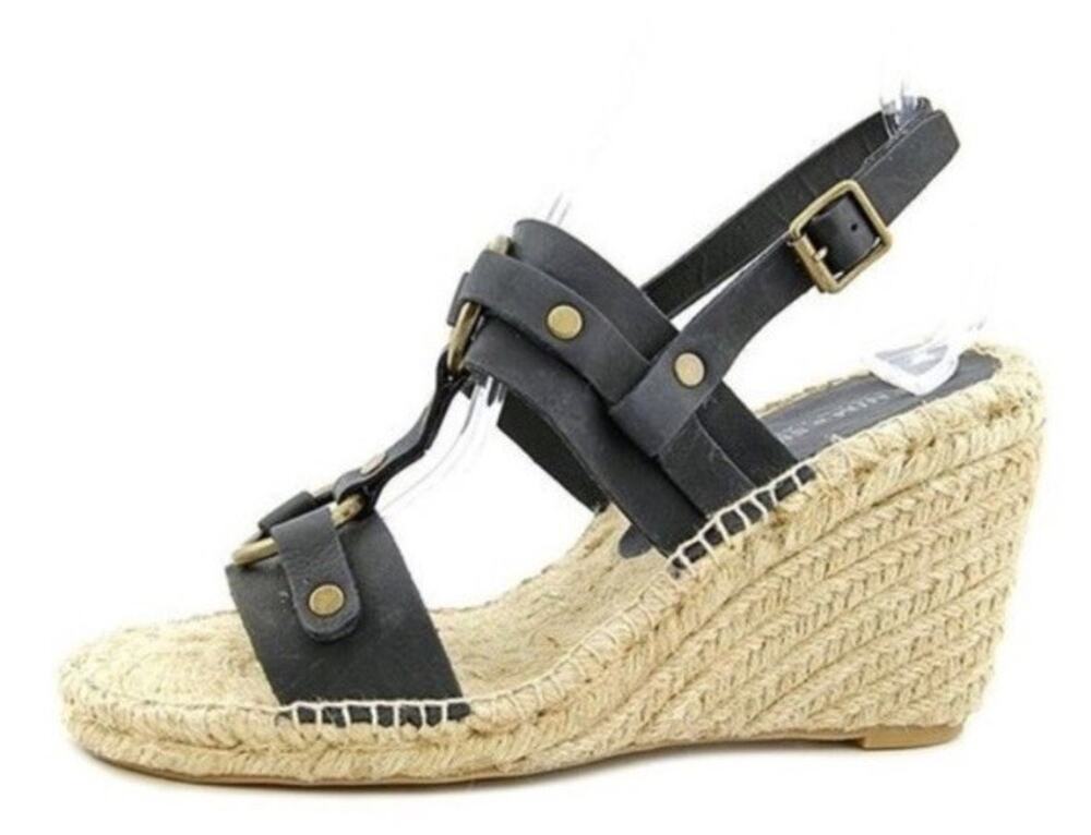 Ralph Lauren Denim Supply Izabel Wedge Espadrille Sandals Women’s Size 7.5 Black